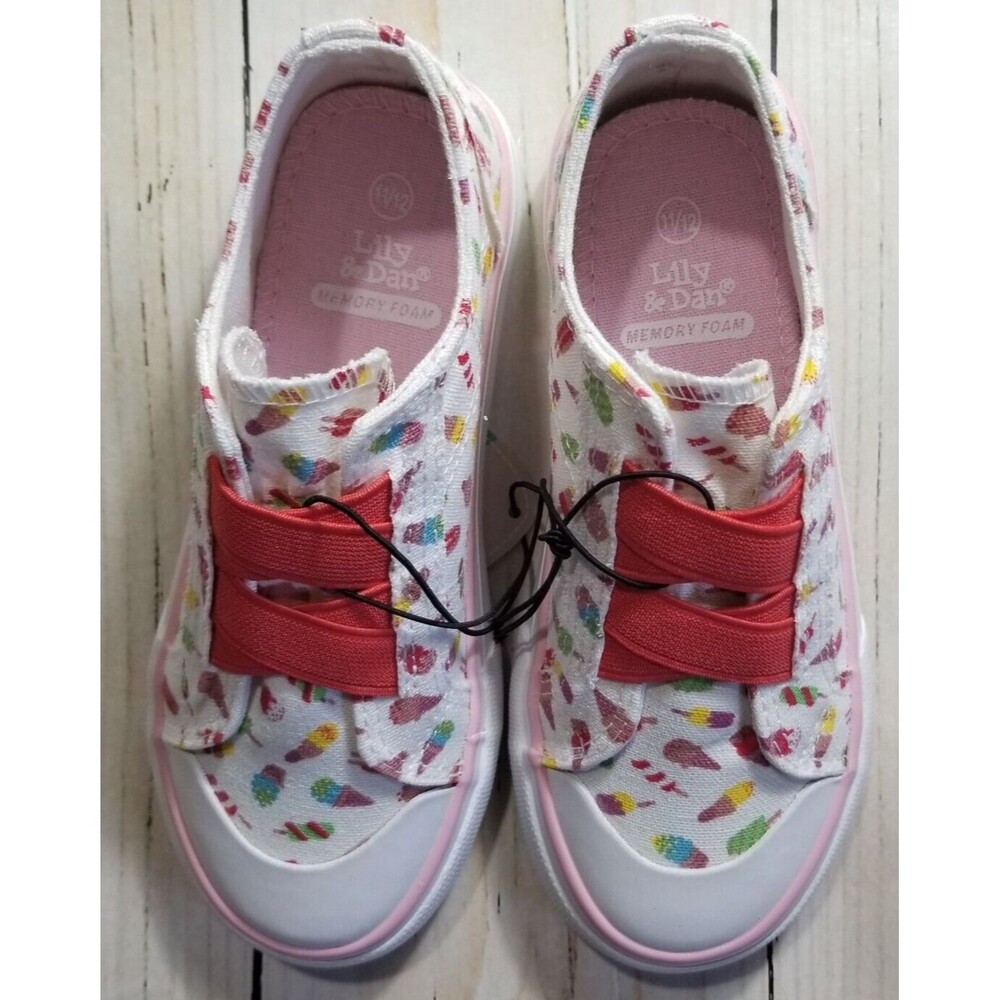 Girl's Sneakers Memory Foam Easy Slip-On Ice Cream Design New US Size 11/12